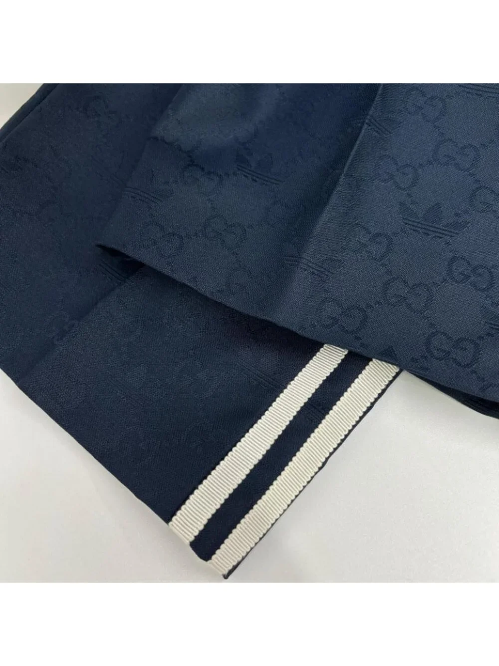Gucci Adidas Navy Trefoil Jacquard GG Logo Side Line Trousers Pants 44